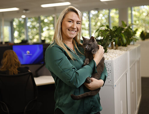 Purina Staff member with her cat