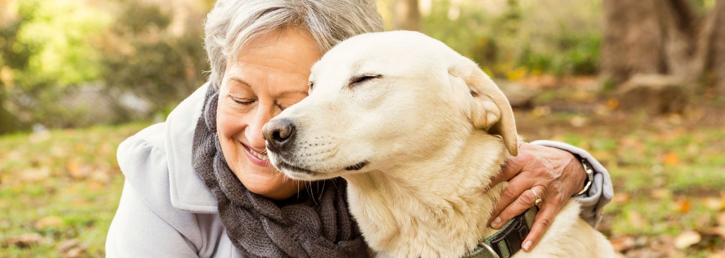 old dog with grandmother