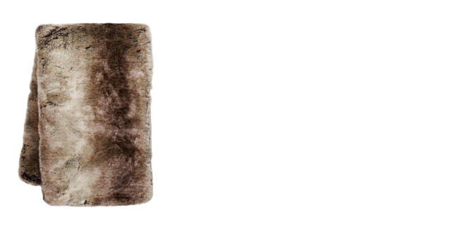 brown and beige faux fur throw